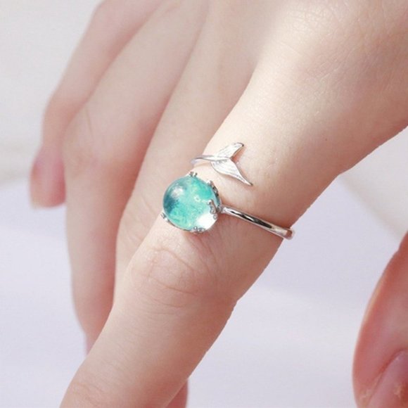 *NEW 925 Silver Crystal Mermaid Adjustable Ring - Picture 10 of 10